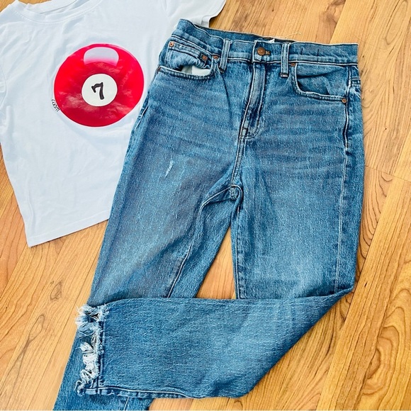 Madewell Denim - Madewell Blue Straight Leg Jeans with raw Hem